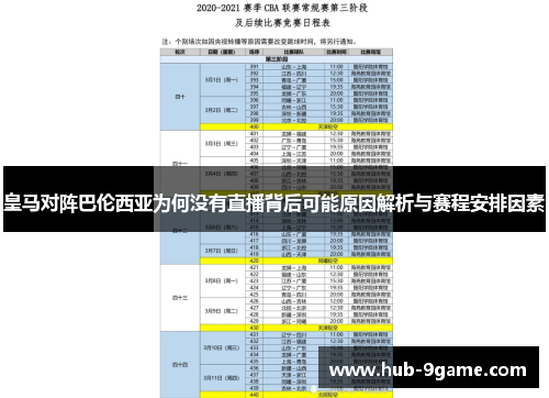 皇马对阵巴伦西亚为何没有直播背后可能原因解析与赛程安排因素